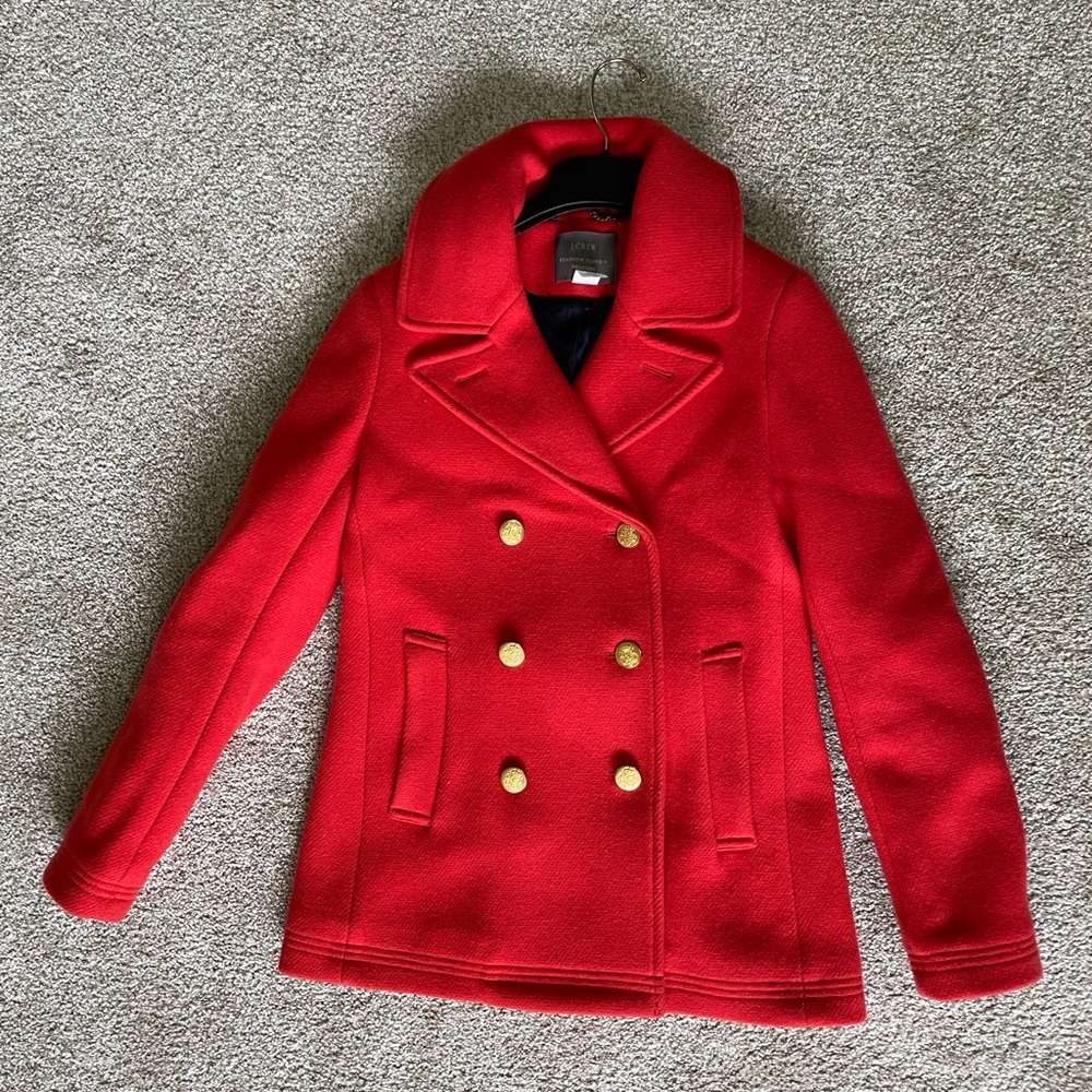 J.Crew Red Stadium Cloth Coat